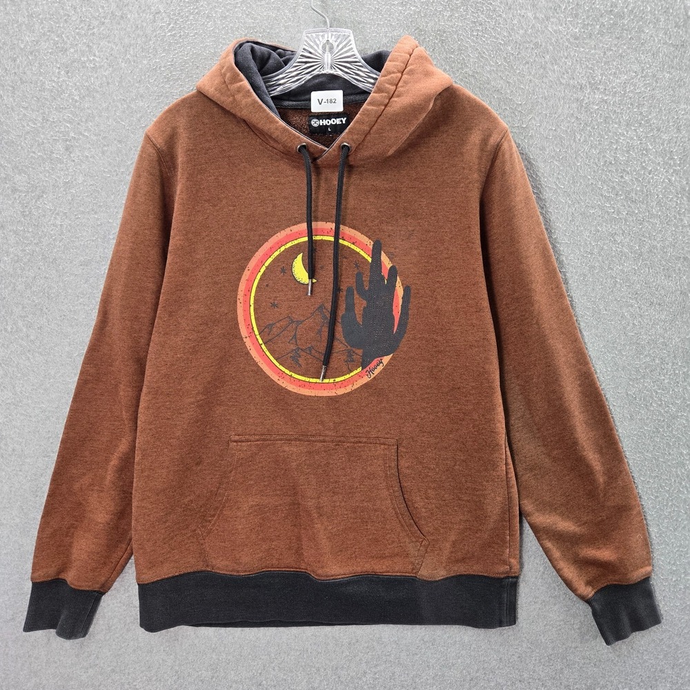 Hooey Women Sweatshirt Large Orange Marfa Heather Hoodie Cactus Moonlight READ